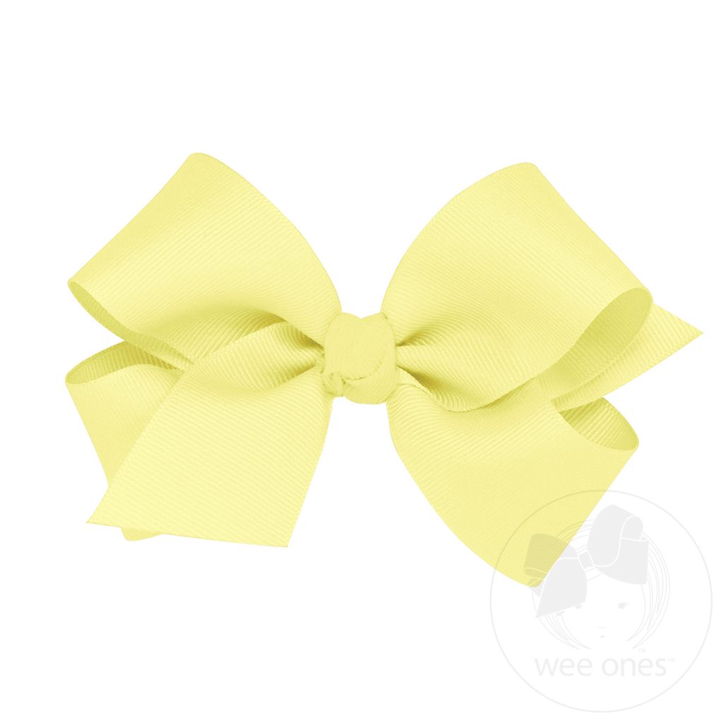 Medium Classic Grosgrain Hair Bow (Knot Wrap) - LT YELLOW