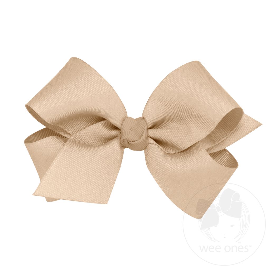 Medium Classic Grosgrain Hair Bow (Knot Wrap) - OATMEAL