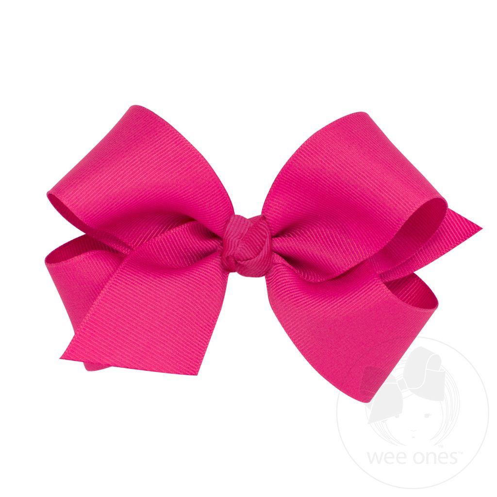 Medium Classic Grosgrain Hair Bow (Knot Wrap) - SHOCKING PINK