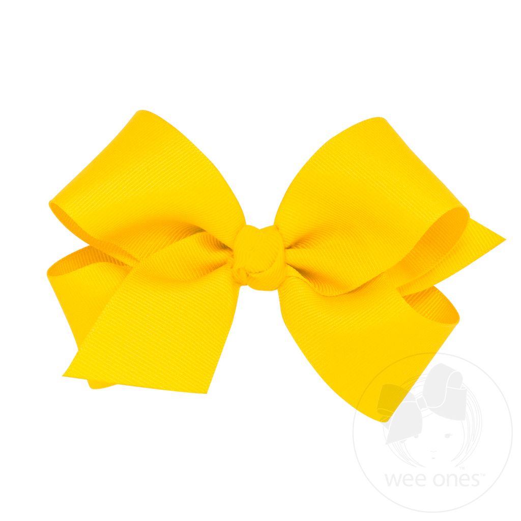 Medium Classic Grosgrain Hair Bow (Knot Wrap) - YELLOW