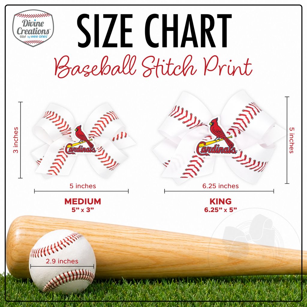 Medium Cincinnati Reds Baseball Stitch Print Hair Bow with Badge