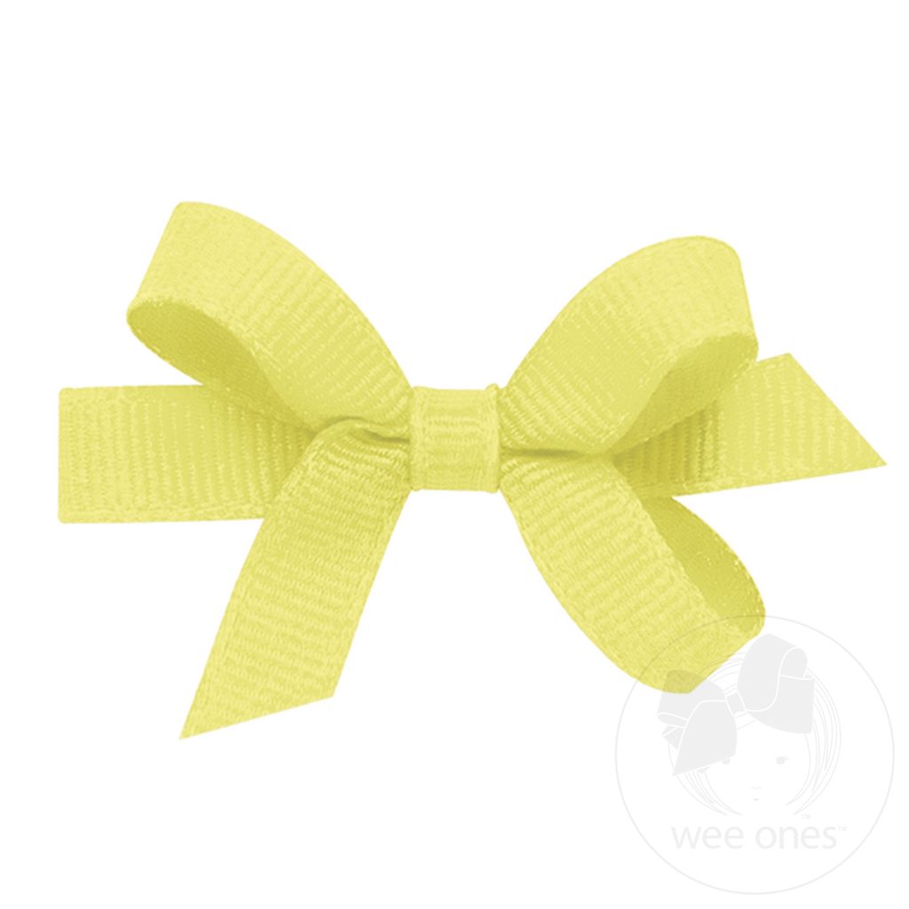 Baby Classic Grosgrain Girls Hair Bow (Plain Wrap) - LT YELLOW