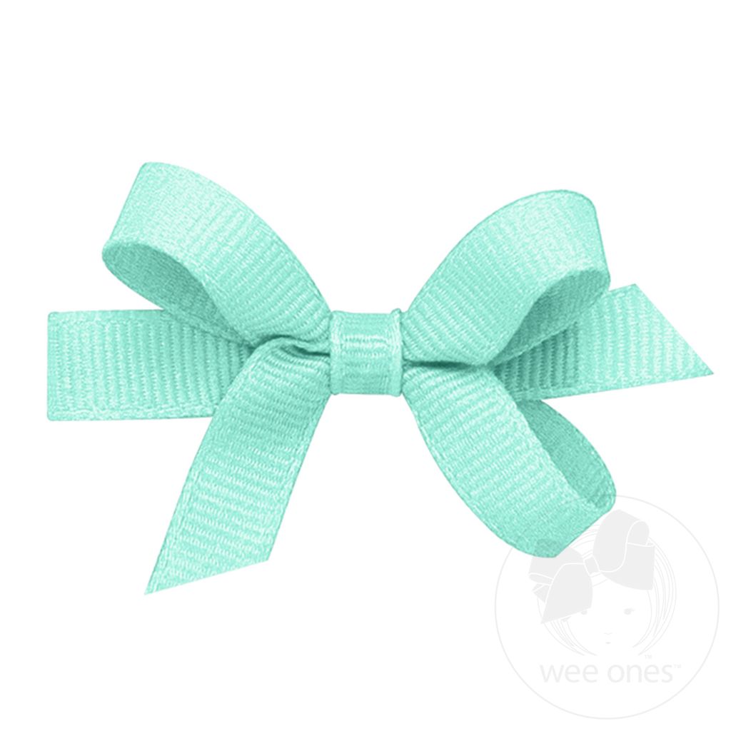 Baby Classic Grosgrain Girls Hair Bow (Plain Wrap) - NEW AQUA