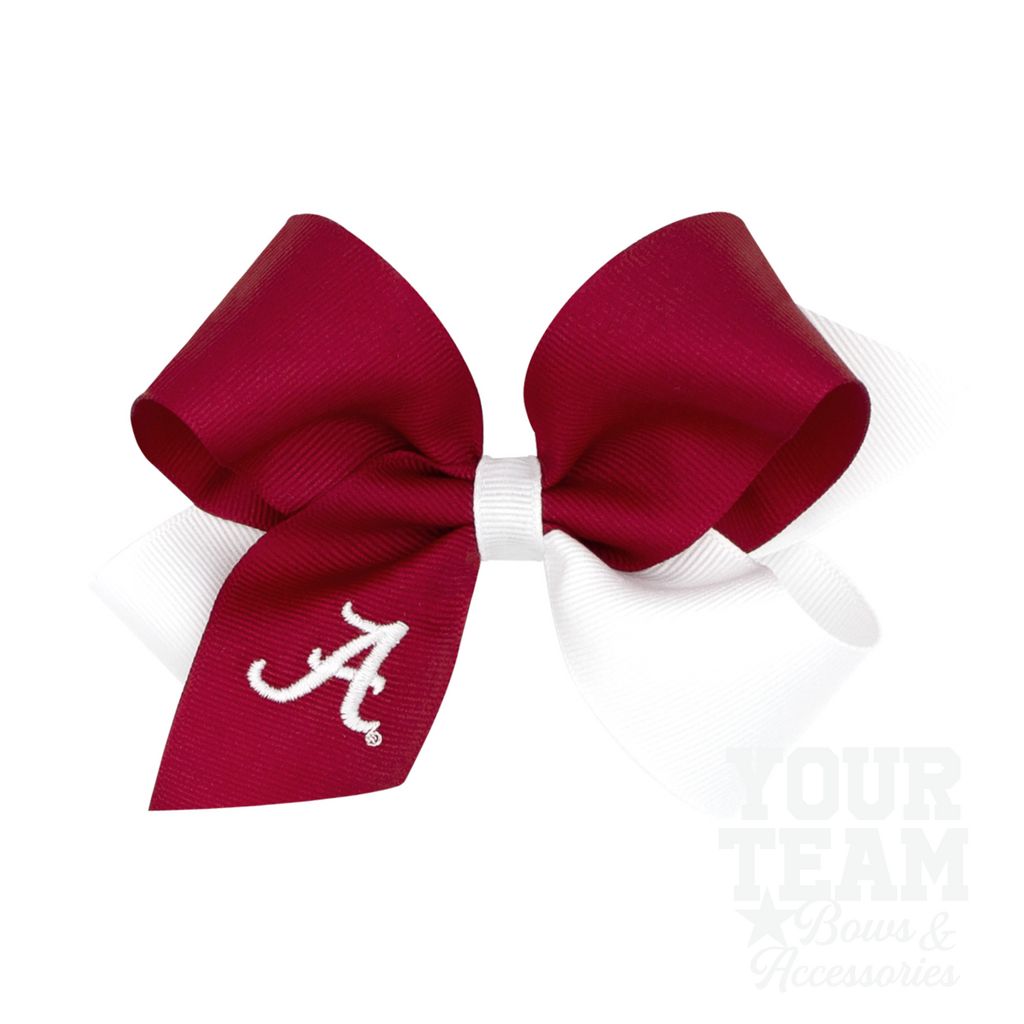Medium Alabama Crimson Tide Two-Tone Embroidered Hair Bow - ALABAMA