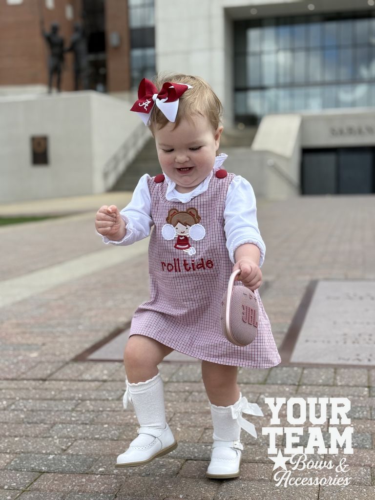 Medium Alabama Crimson Tide Two-Tone Embroidered Hair Bow