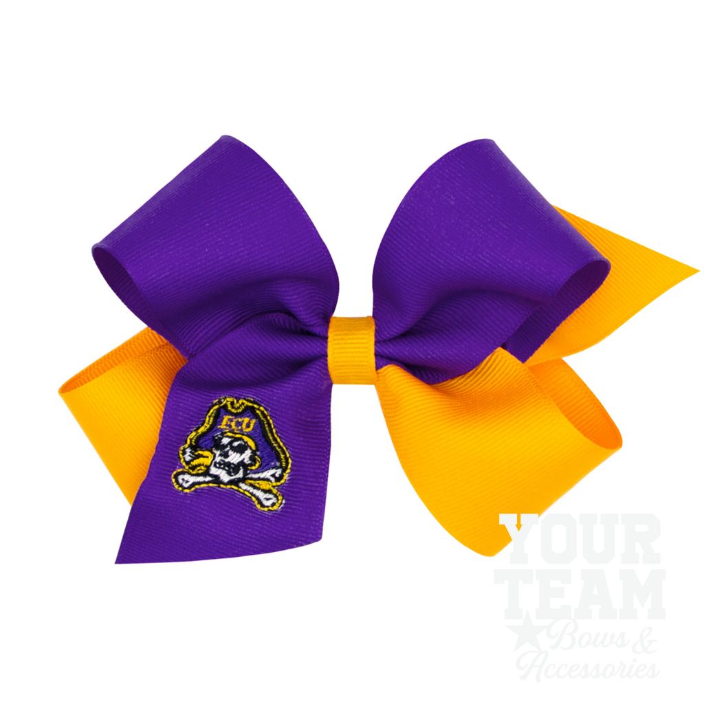 Medium East Carolina Pirates Two-Tone Embroidered Hair Bow - EASTERN CAROLINA UNIVERSITY