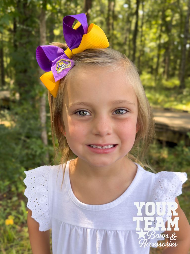 Medium East Carolina Pirates Two-Tone Embroidered Hair Bow