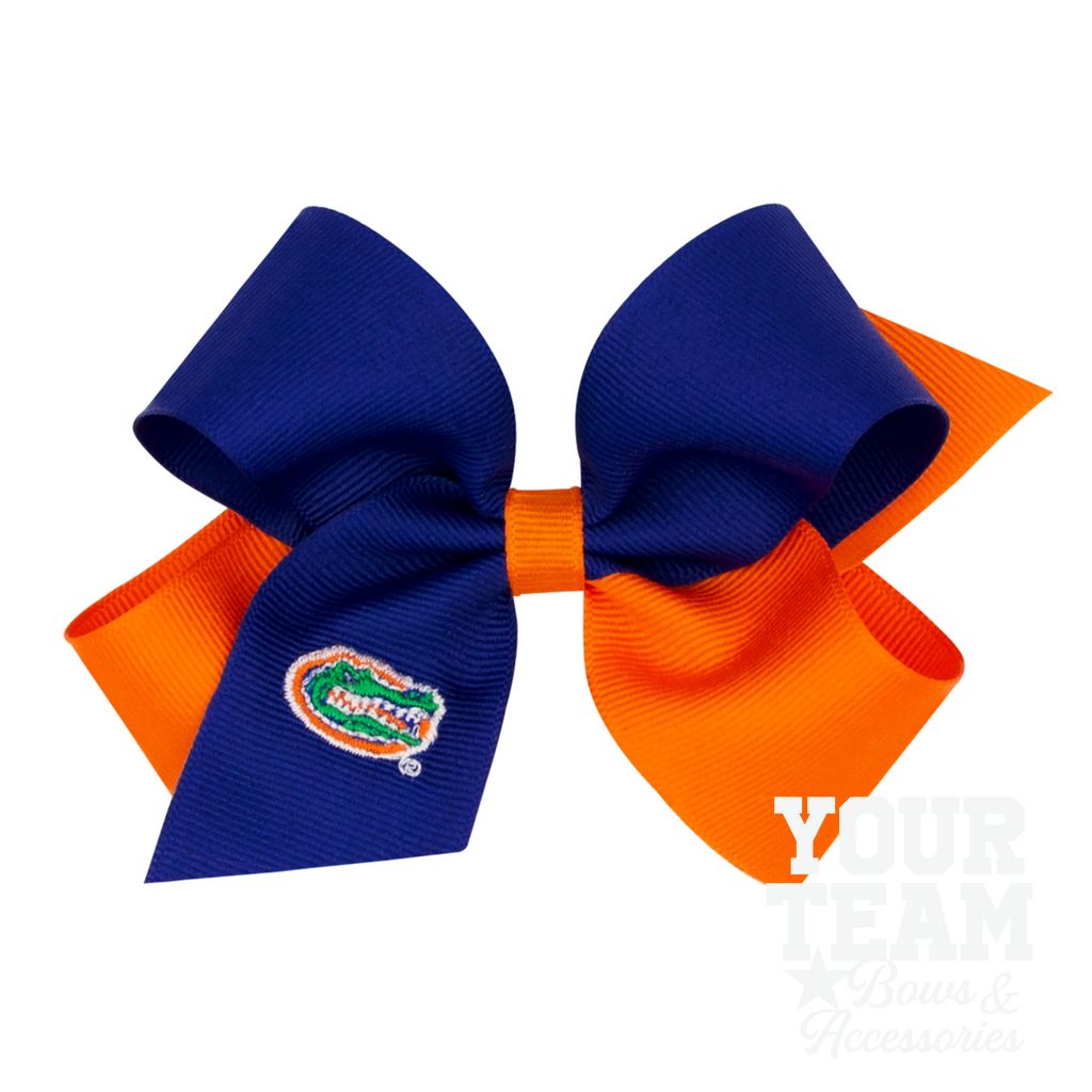 Medium Florida Gators Two-Tone Embroidered Hair Bow - UNIV OF FLORIDA