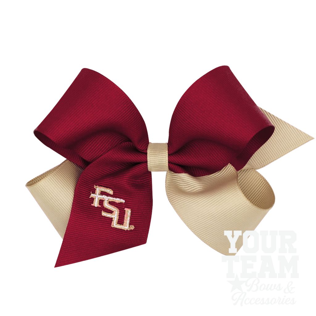 Medium Florida State Seminoles Two-Tone Embroidered Hair Bow - FLORIDA STATE