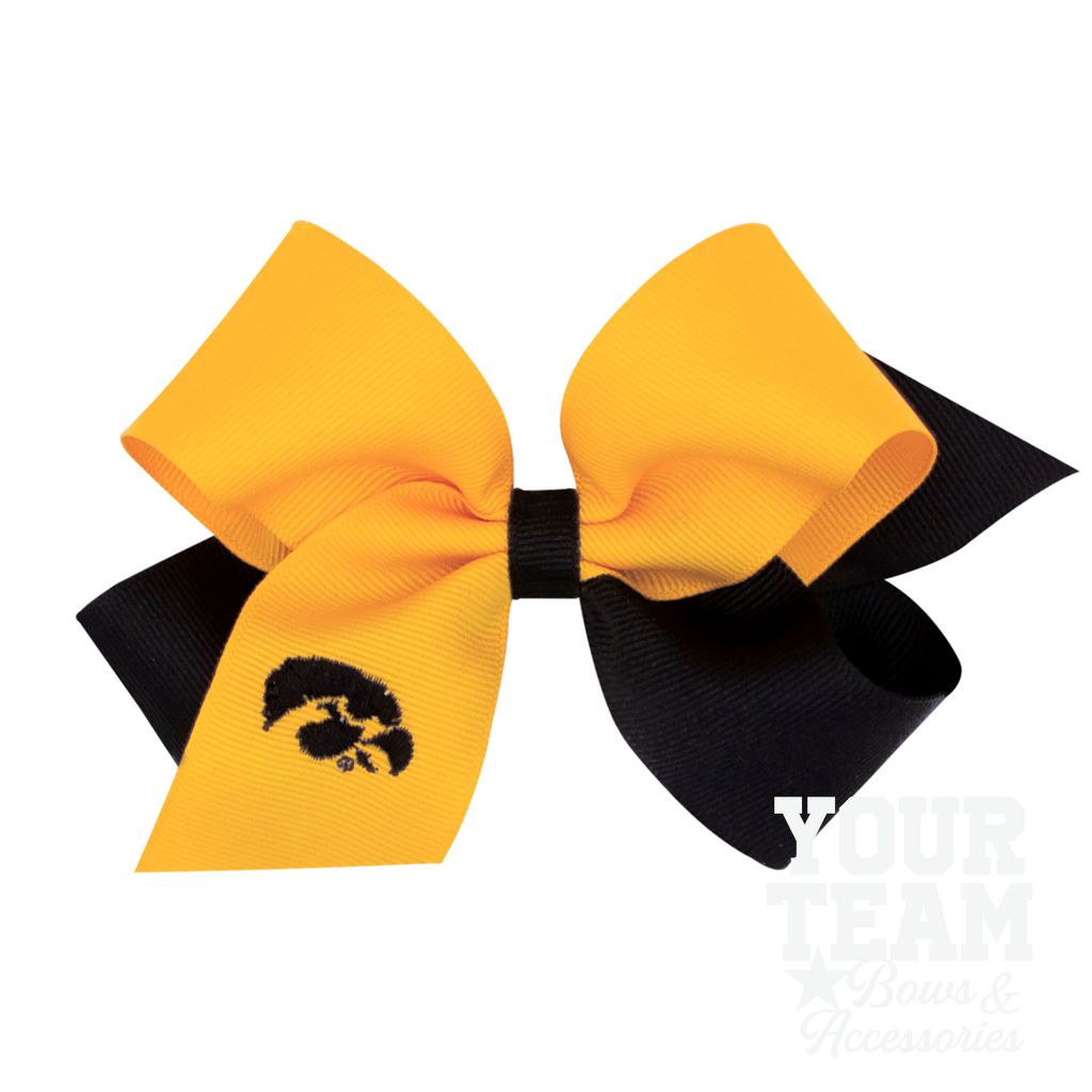 Medium Iowa Hawkeyes Two-Tone Embroidered Hair Bow - IOWA