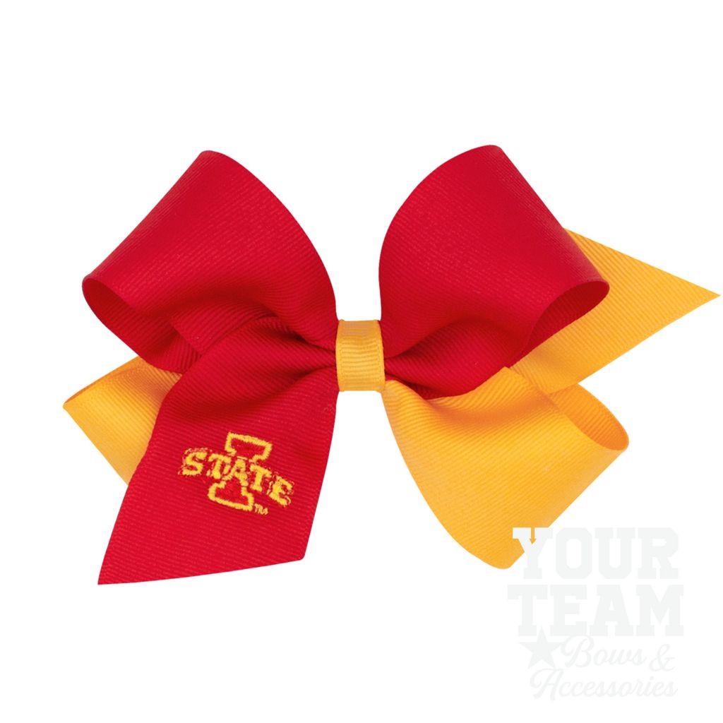 Medium Iowa State Cyclones Two-Tone Embroidered Hair Bow - IOWA STATE UNIVERSITY