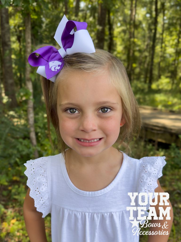 Medium Kansas State Wildcats Two-Tone Embroidered Hair Bow
