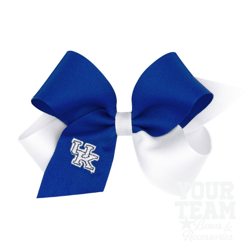 Medium Kentucky Wildcats Two-Tone Embroidered Hair Bow - KENTUCKY