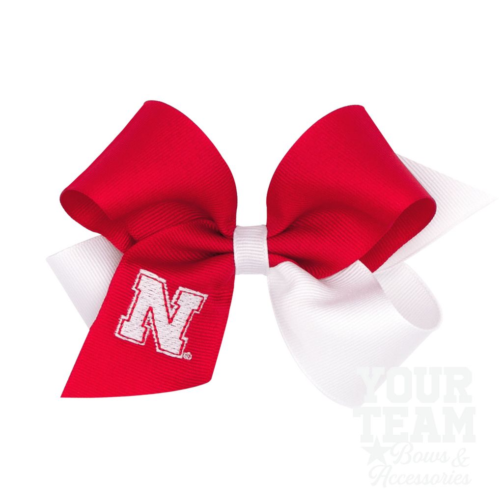 Medium Nebraska Cornhuskers Two-Tone Embroidered Hair Bow - NEBRASKA