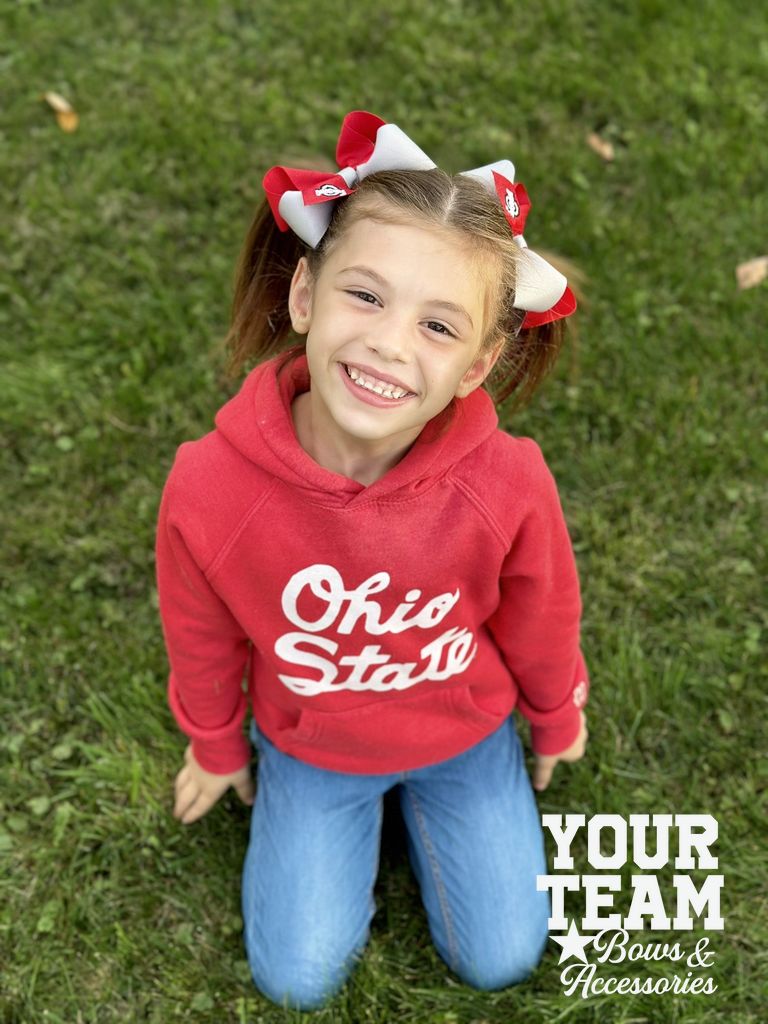Medium Ohio State Buckeyes Two-Tone Embroidered Hair Bow