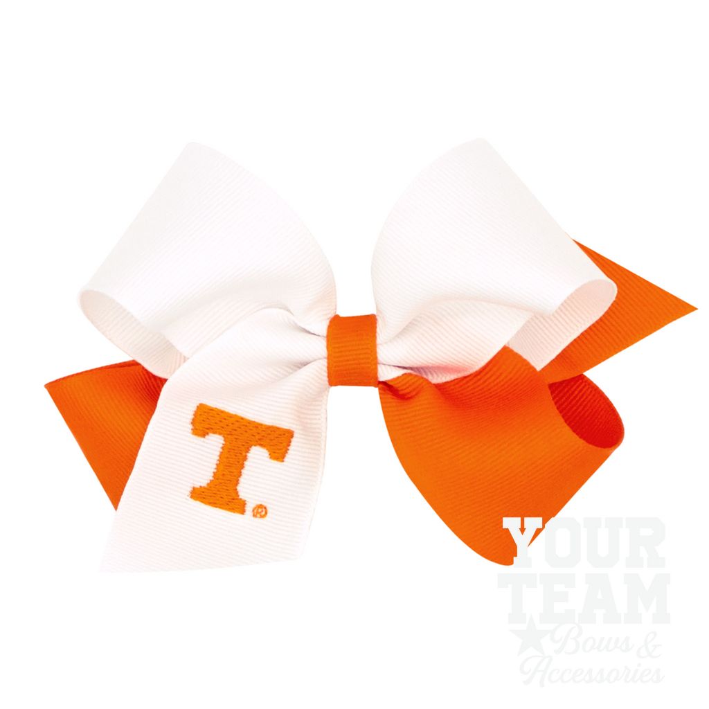 Medium Tennessee Volunteers Two-Tone Embroidered Hair Bow - UNIVERSITY OF TENNESSEE