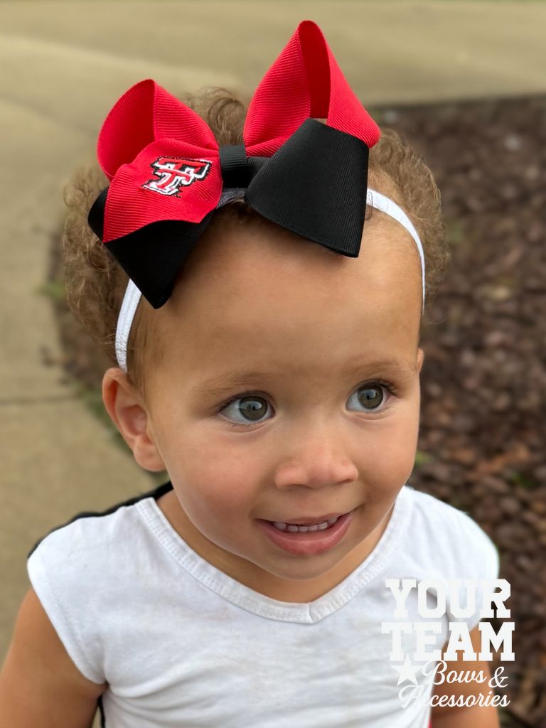 Medium Texas Tech Red Raiders Two-Tone Embroidered Hair Bow