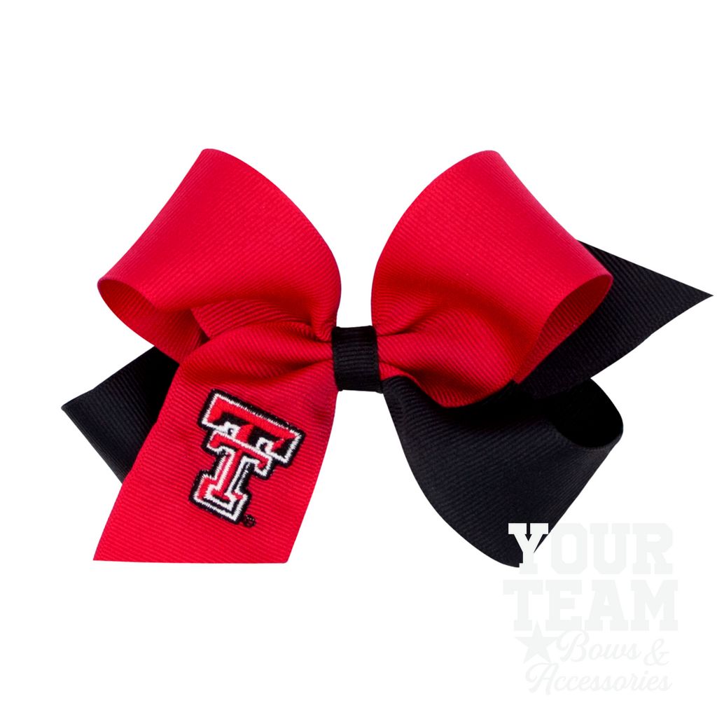 Medium Texas Tech Red Raiders Two-Tone Embroidered Hair Bow - TEXAS TECH