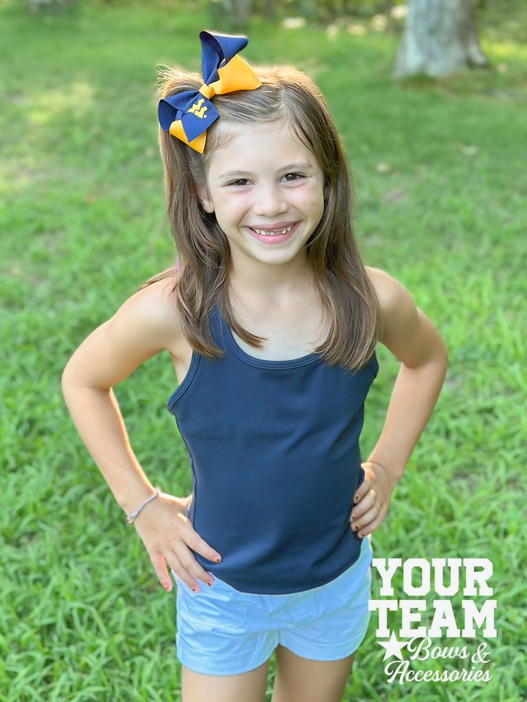 Medium West Virginia Mountaineers Two-Tone Embroidered Hair Bow