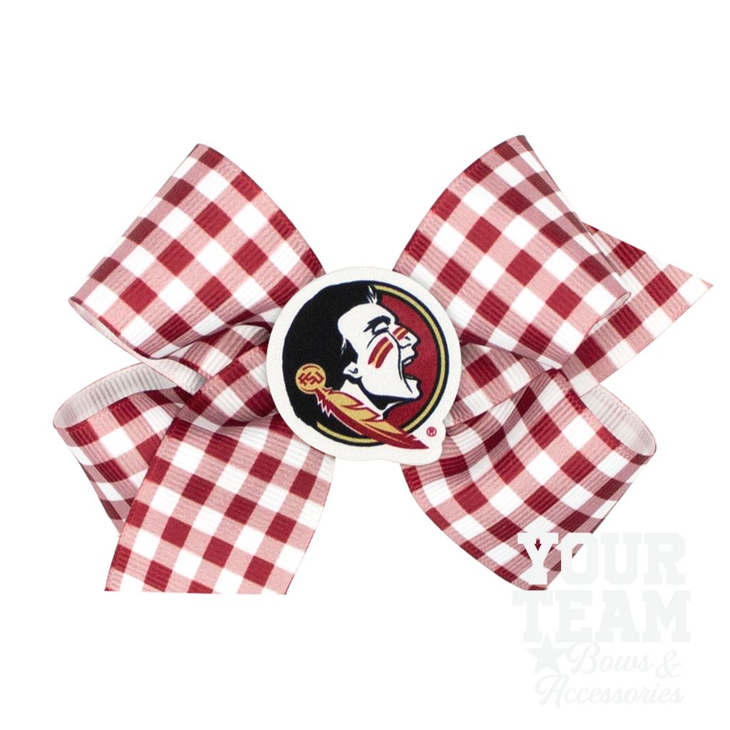 Medium Florida State Gingham Hair Bow with Logo Patch - FLORIDA STATE