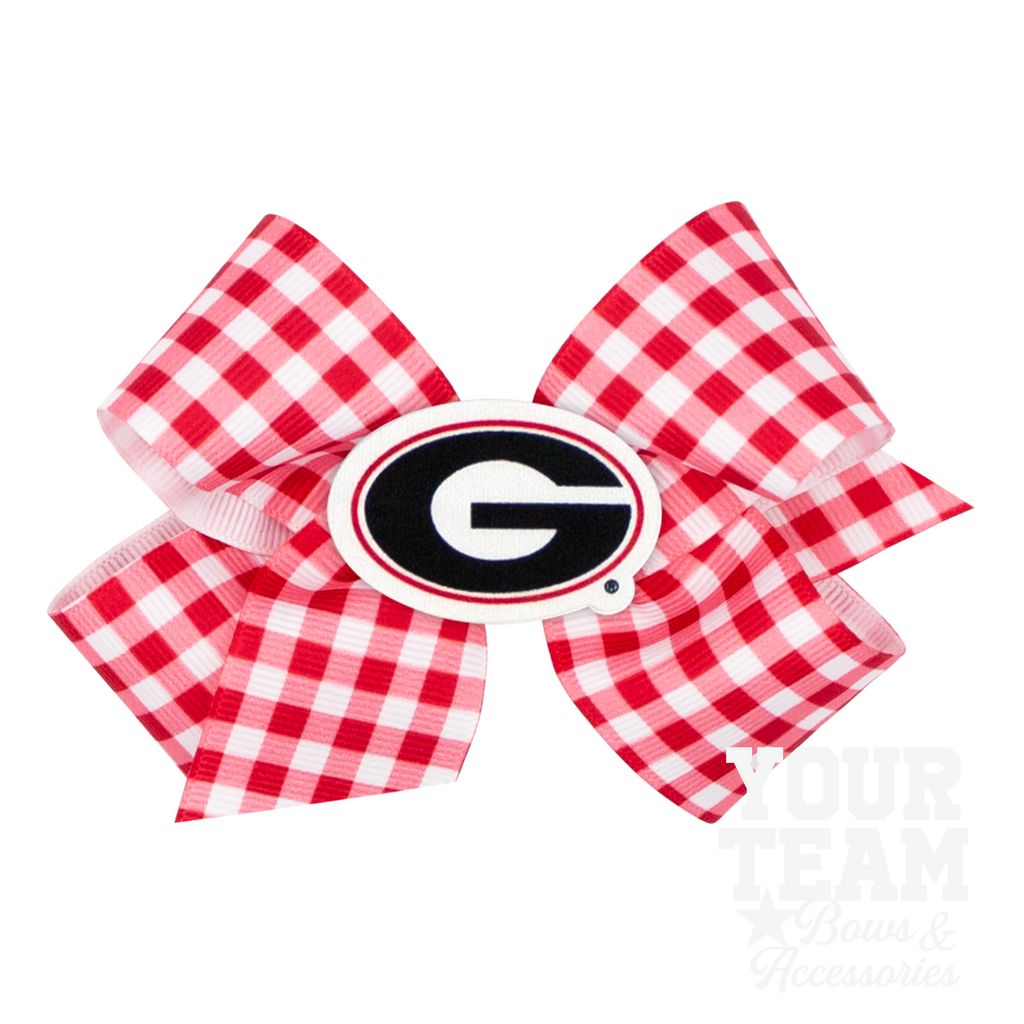 Medium Georgia Gingham Hair Bow with Logo Patch - GEORGIA