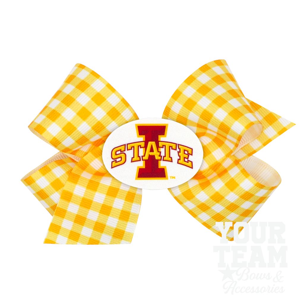 Medium Iowa State Gingham Hair Bow with Logo Patch - IOWA STATE UNIVERSITY