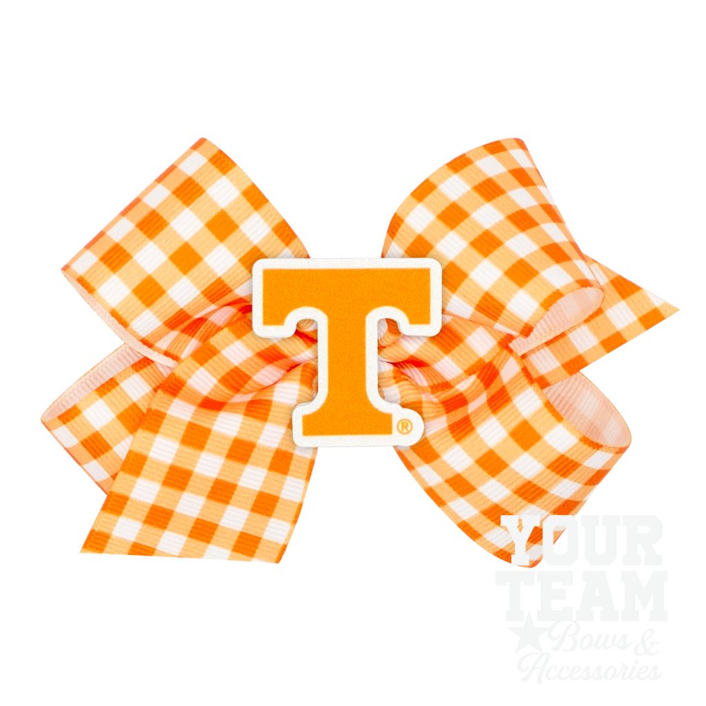 Medium Tennessee Gingham Hair Bow with Logo Patch - UNIVERSITY OF TENNESSEE