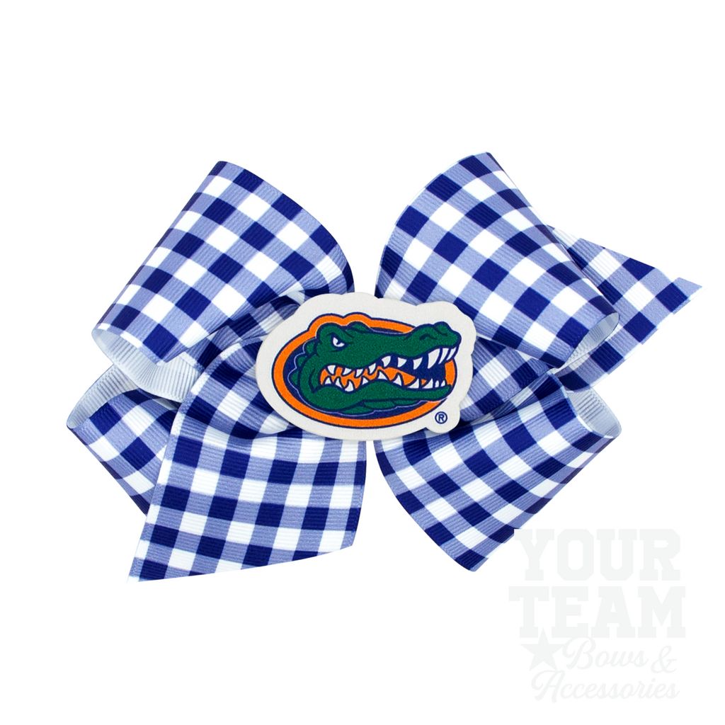 King Florida Gingham Hair Bow with Logo Patch - UNIV OF FLORIDA