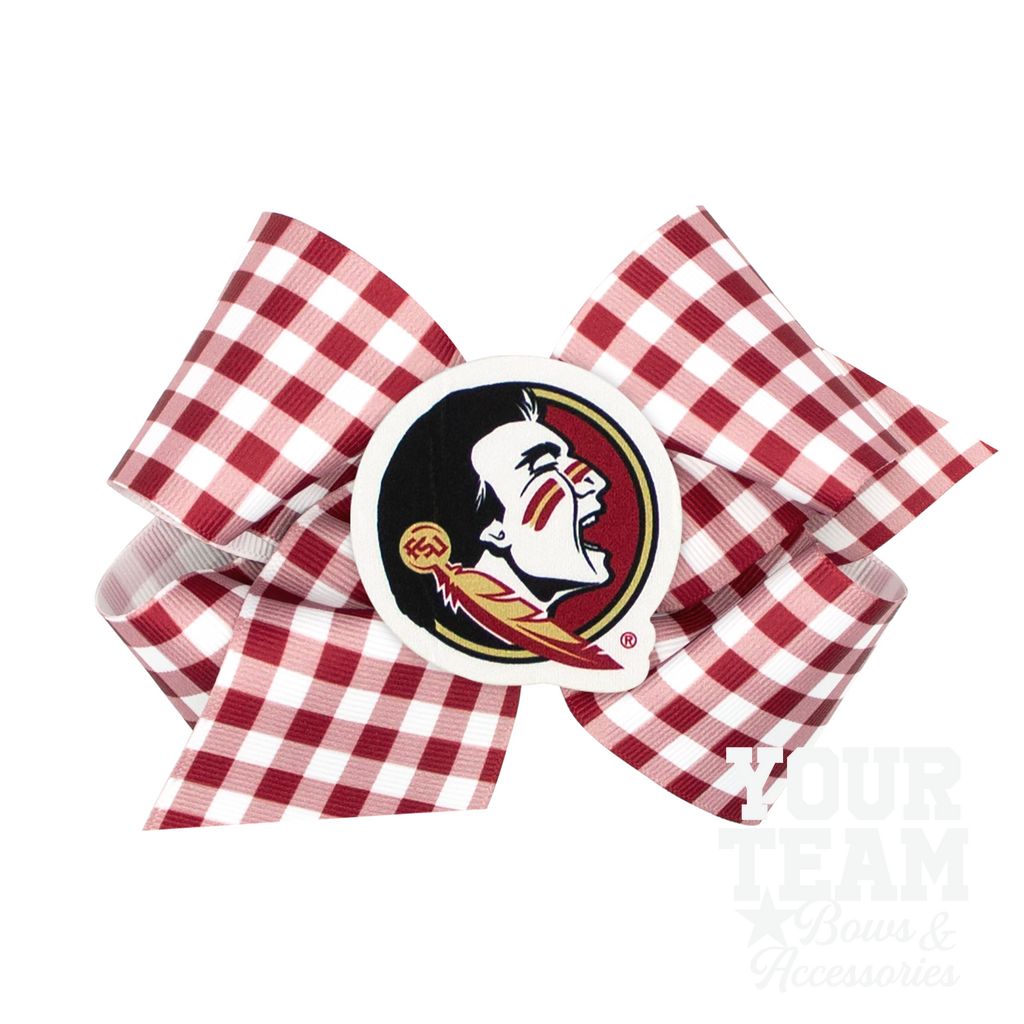 King Florida State Gingham Hair Bow with Logo Patch - FLORIDA STATE