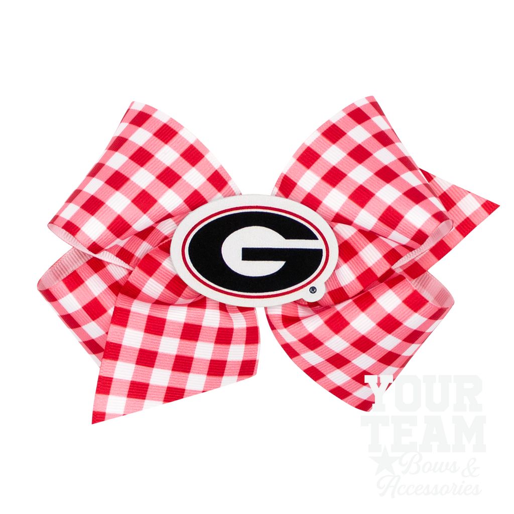 King Georgia Gingham Hair Bow with Logo Patch - GEORGIA