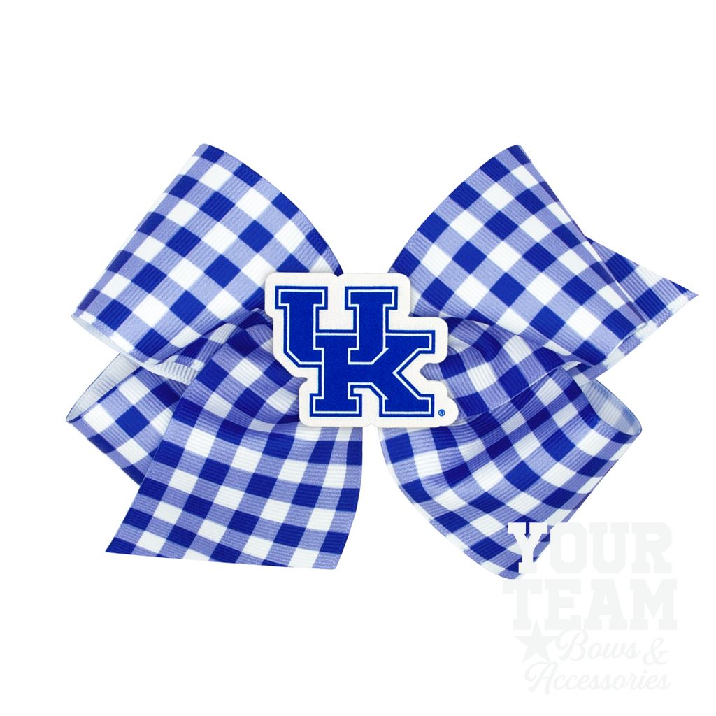 King Kentucky Gingham Hair Bow with Logo Patch - KENTUCKY