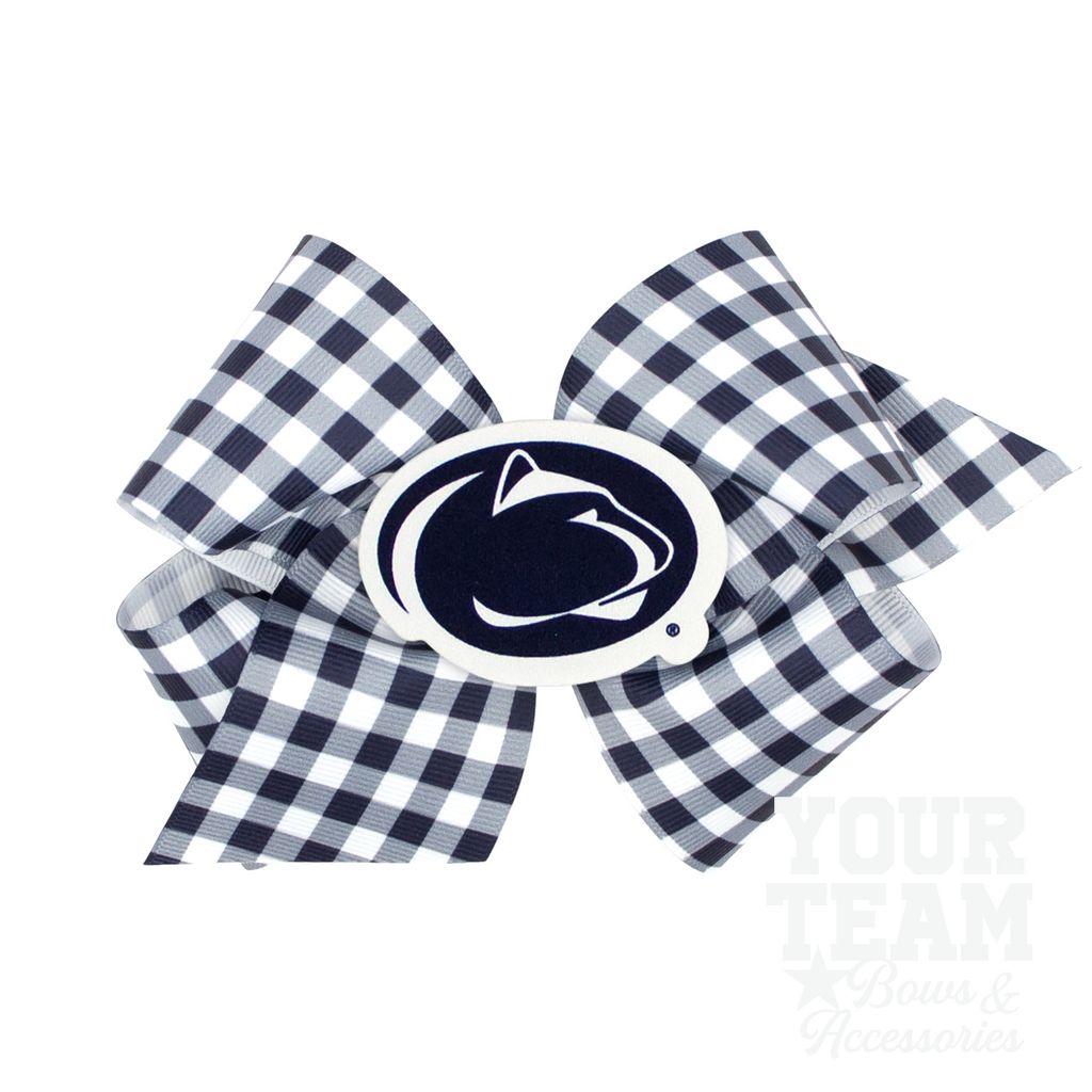 King Penn State Gingham Hair Bow with Logo Patch - PENN STATE