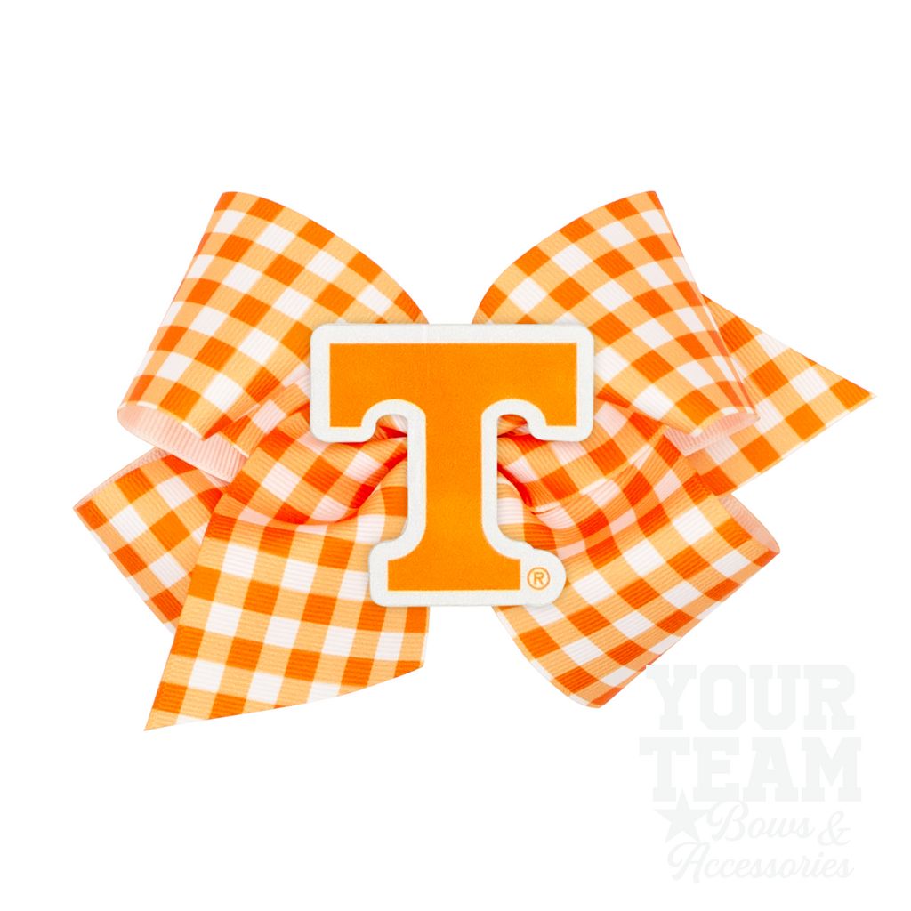 King Tennessee Gingham Hair Bow with Logo Patch - UNIVERSITY OF TENNESSEE