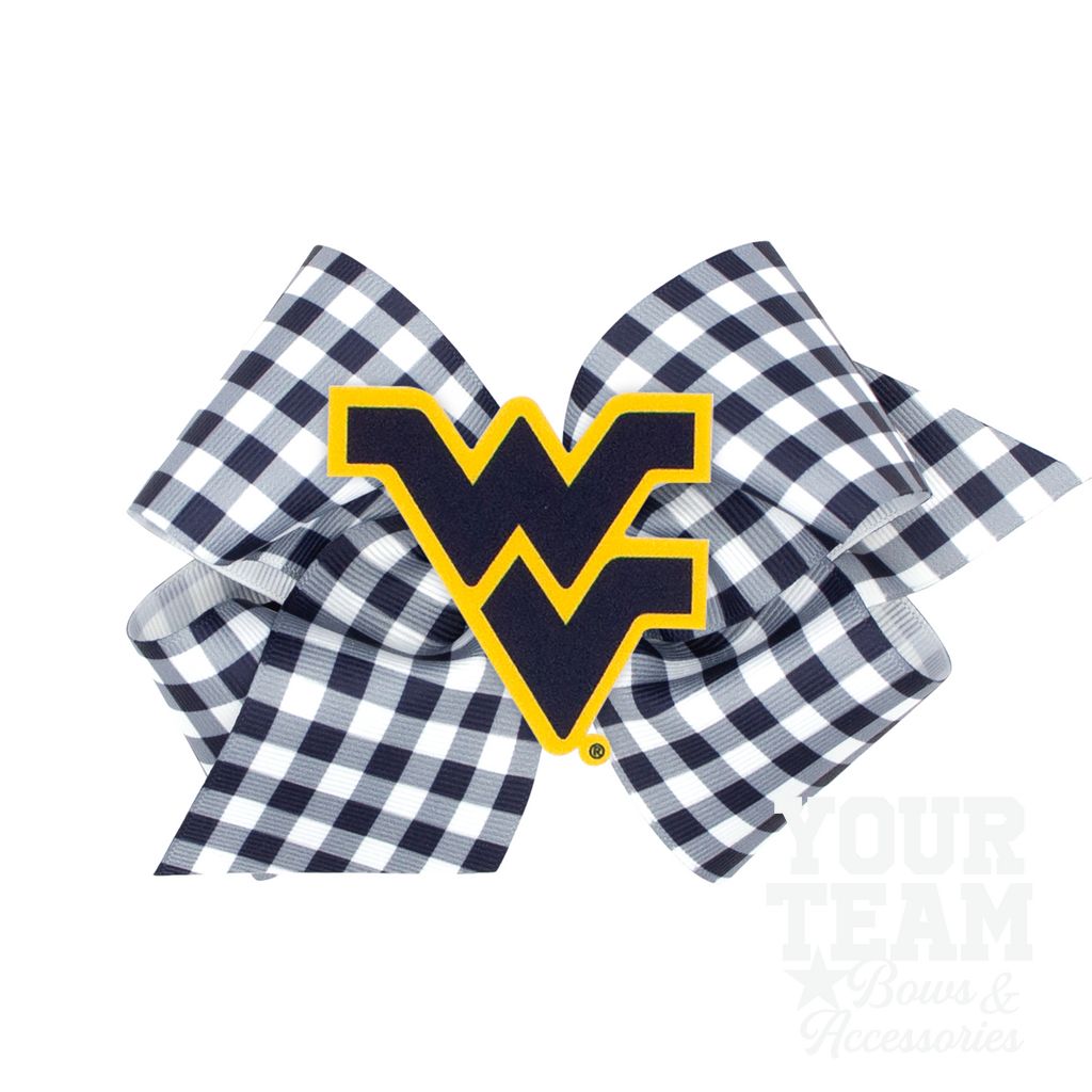 King West Virginia Gingham Hair Bow with Logo Patch - WEST VIRGINIA
