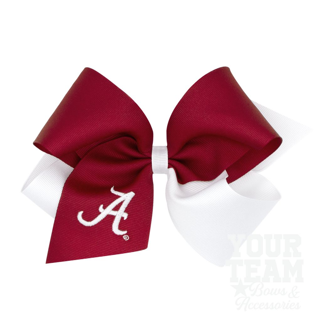 King Alabama Two-Tone Embroidered Hair Bow - ALABAMA