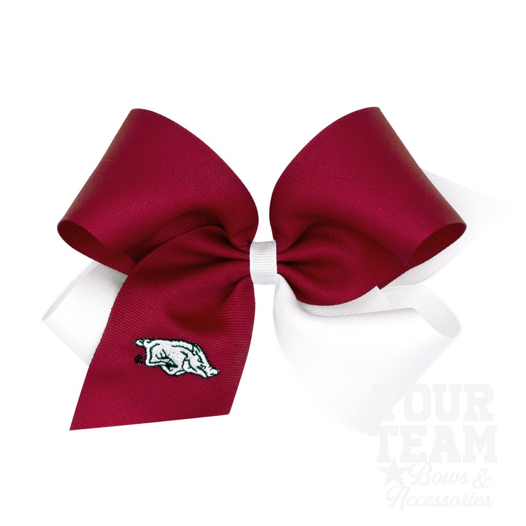 King Arkansas Two-Tone Embroidered Hair Bow - ARKANSAS