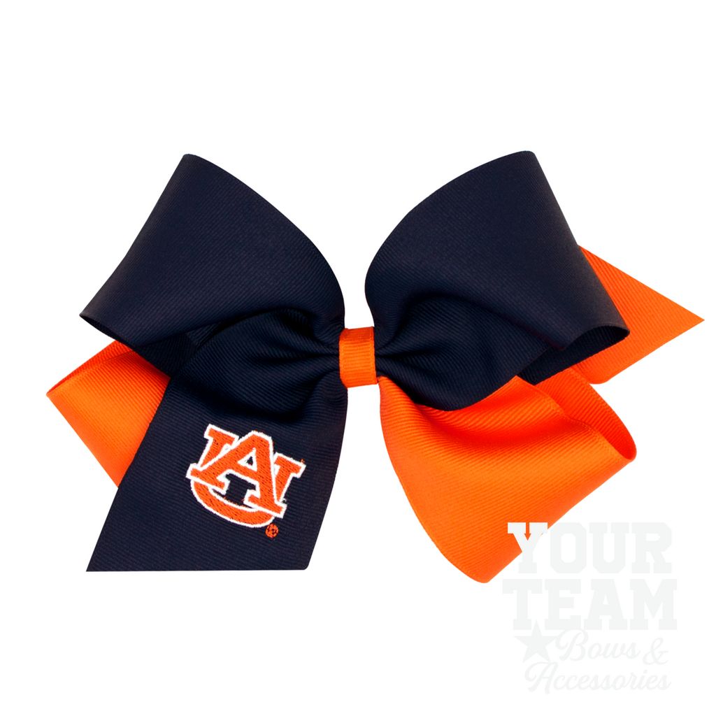 King Auburn Two-Tone Embroidered Hair Bow - AUBURN