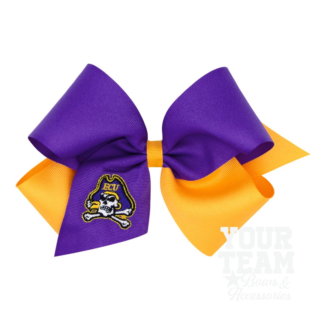 King East Carolina Two-Tone Embroidered Hair Bow - EASTERN CAROLINA UNIVERSITY
