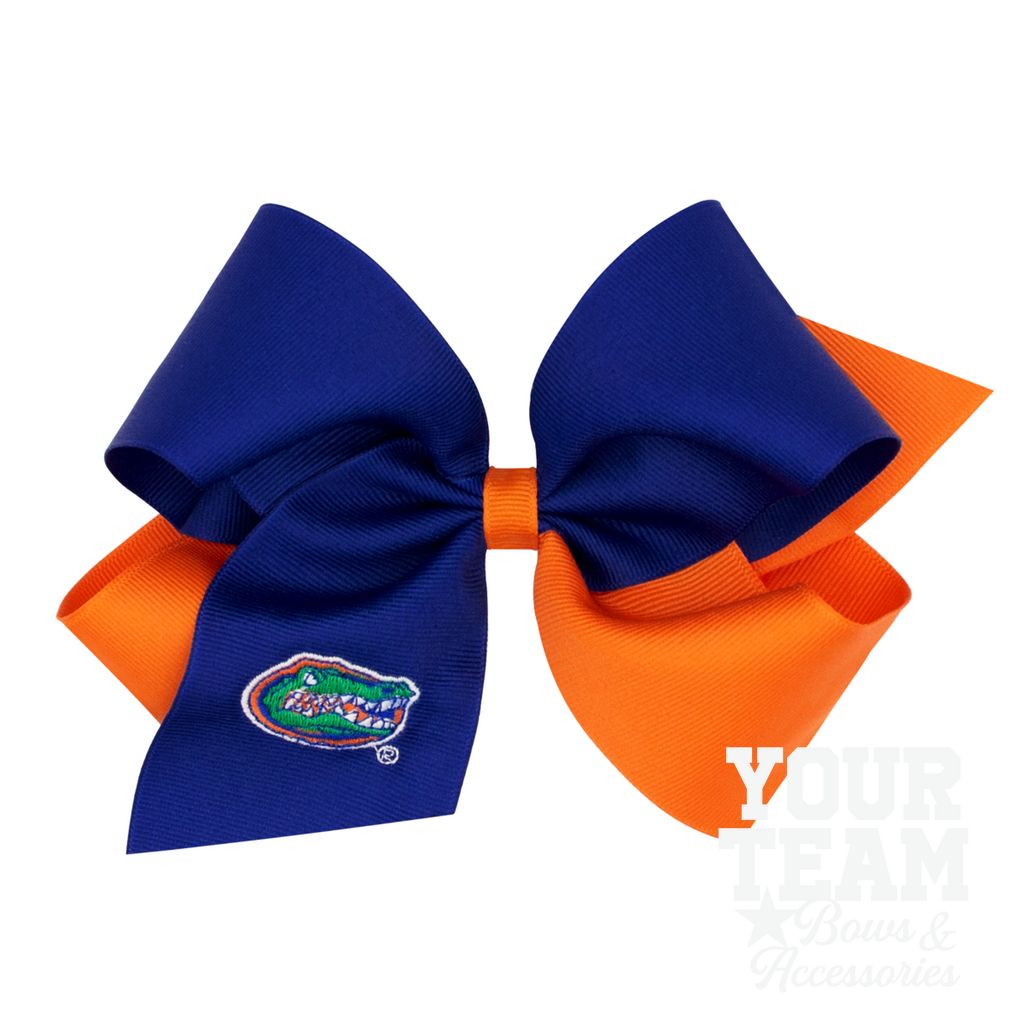 King Florida Two-Tone Embroidered Hair Bow - UNIV OF FLORIDA