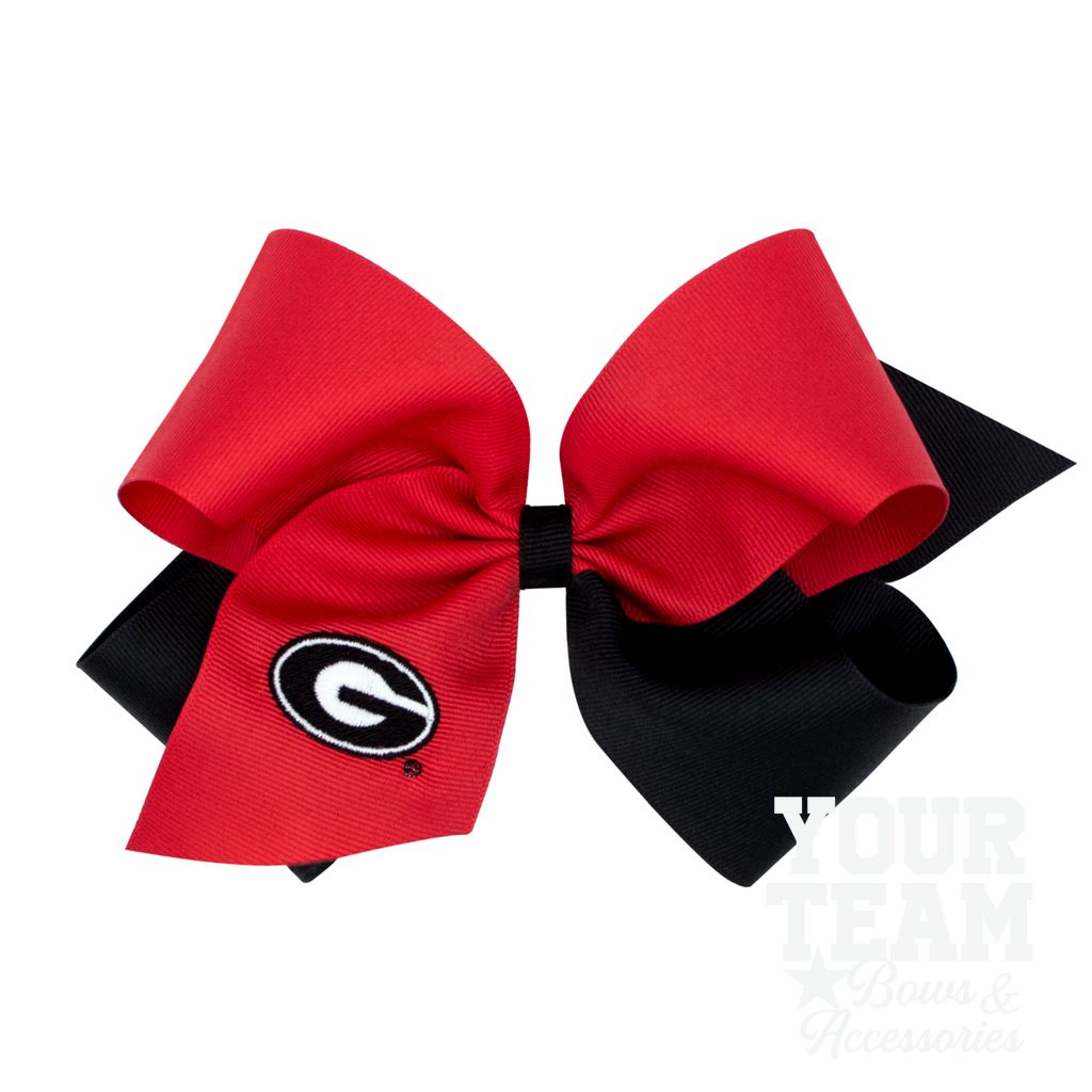 King Georgia Two-Tone Embroidered Hair Bow - GEORGIA