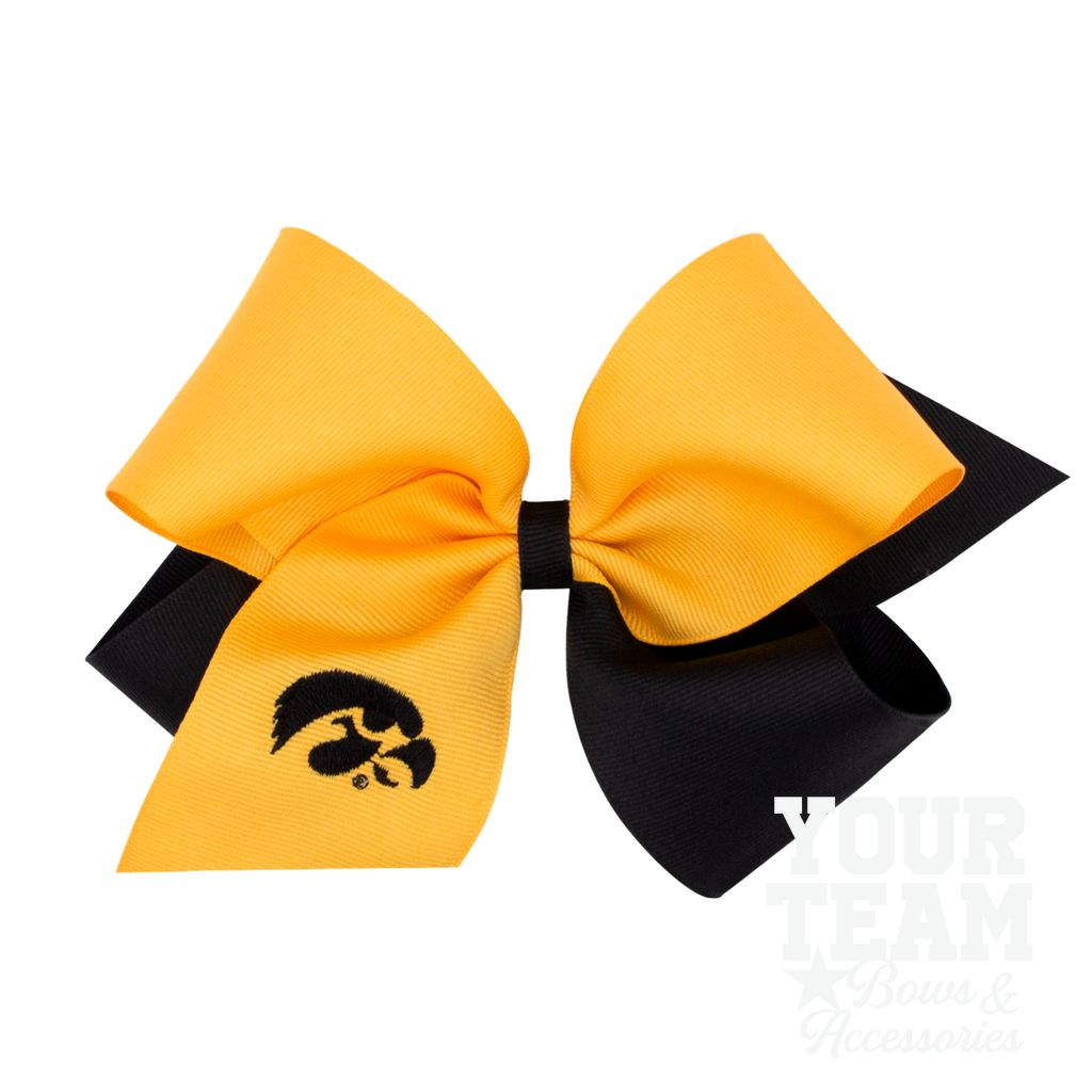 King Iowa Two-Tone Embroidered Hair Bow - IOWA