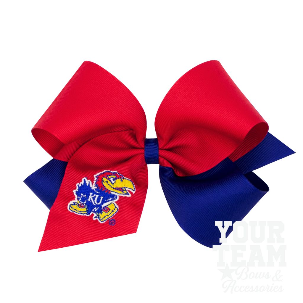 King Kansas Two-Tone Embroidered Hair Bow - KANSAS