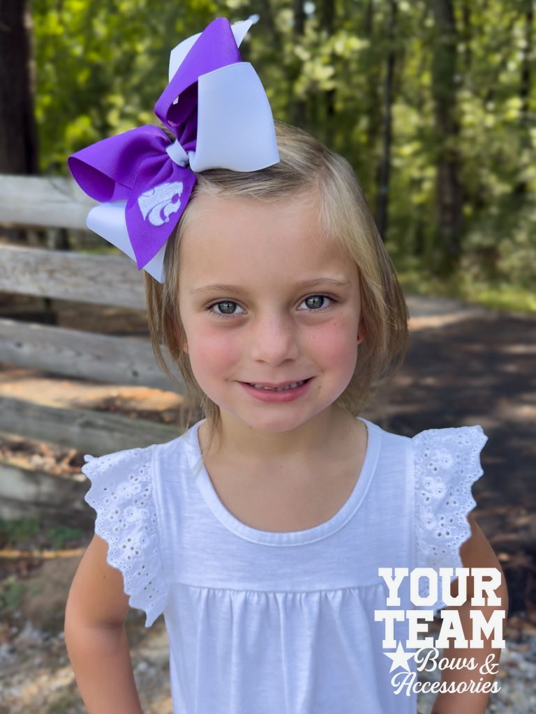 King Kansas State Two-Tone Embroidered Hair Bow
