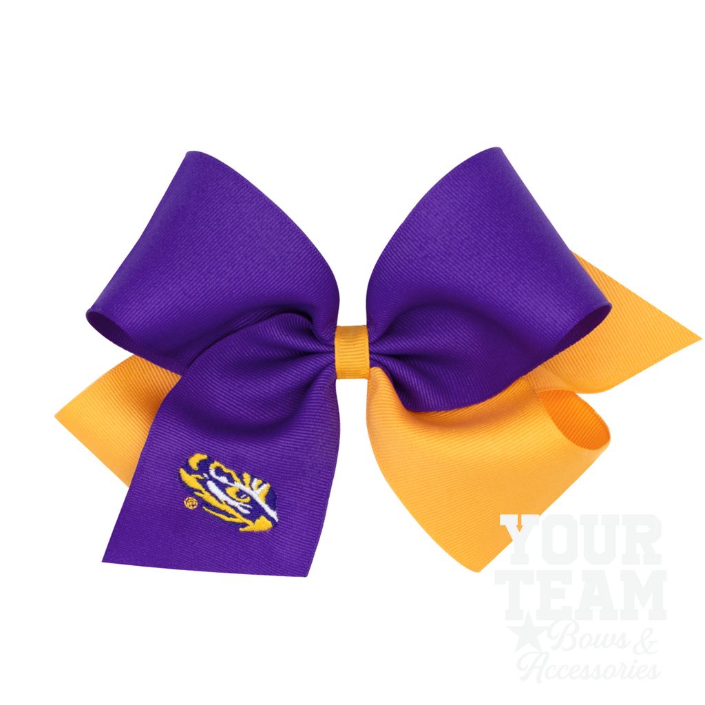 King Louisiana State Two-Tone Embroidered Hair Bow - LOUISIANA STATE