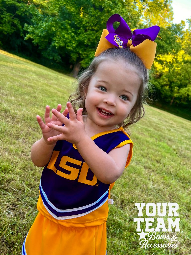 King Louisiana State Two-Tone Embroidered Hair Bow