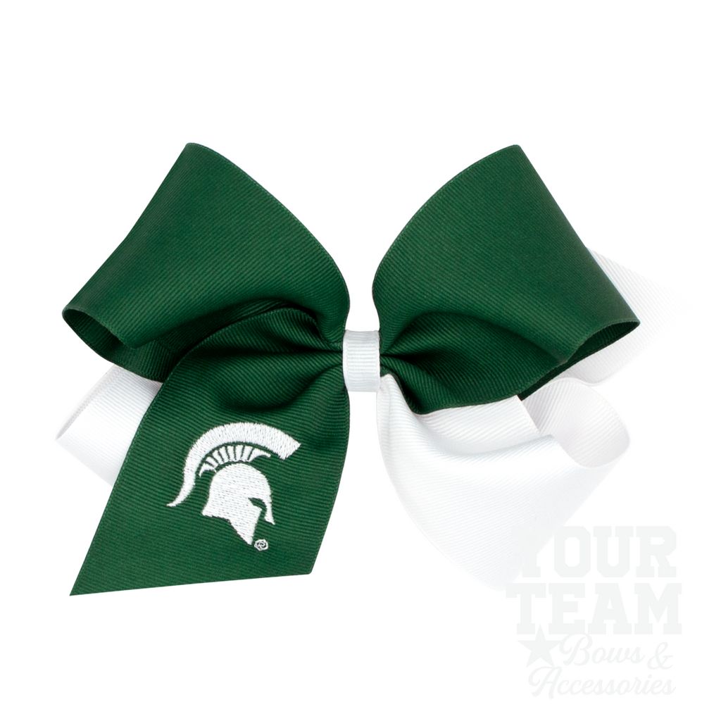 King Michigan State Two-Tone Embroidered Hair Bow - MICHIGAN STATE