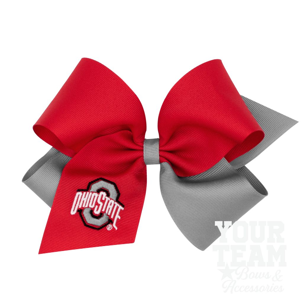 King Ohio State Two-Tone Embroidered Hair Bow - OHIO STATE