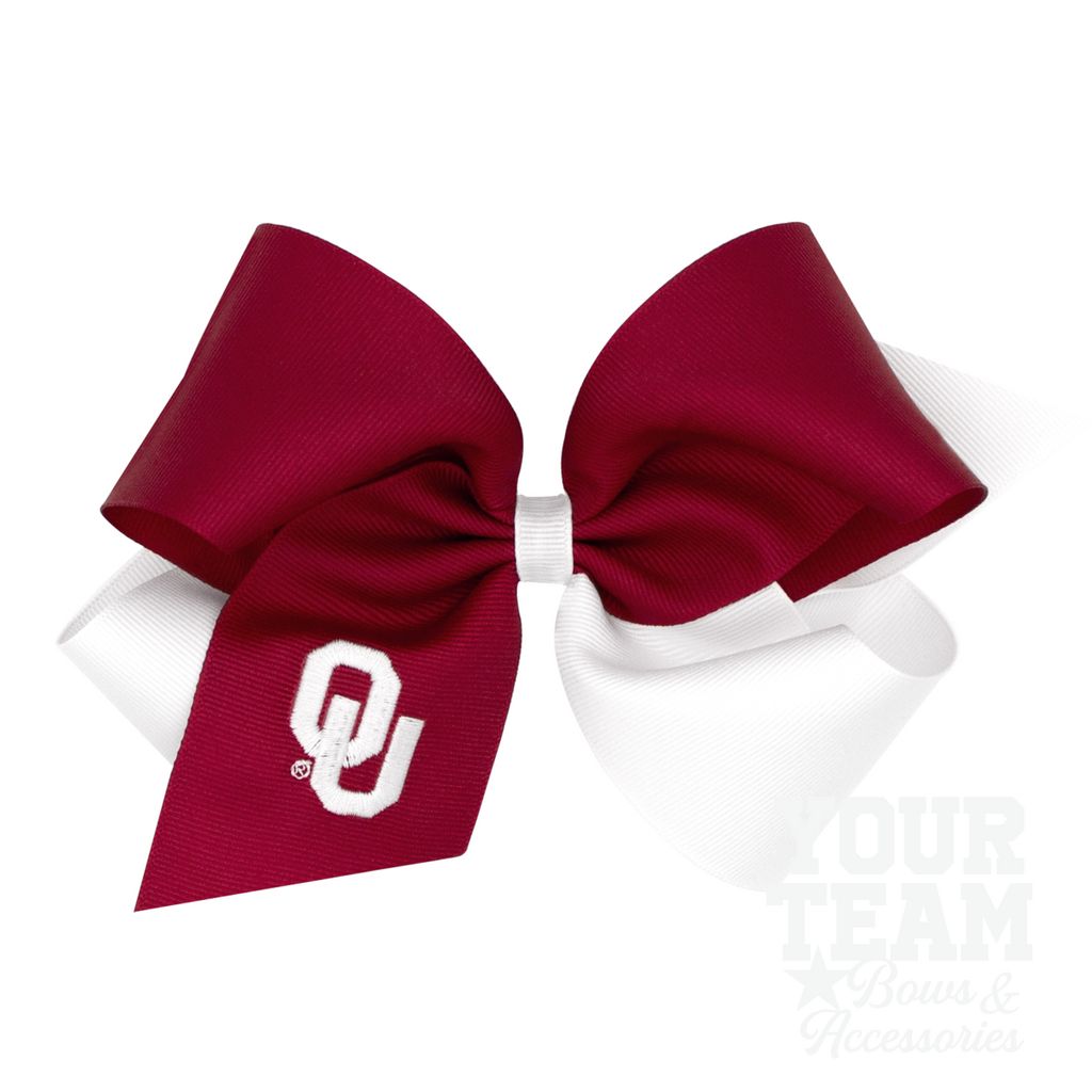 King Oklahoma Two-Tone Embroidered Hair Bow - OKLAHOMA