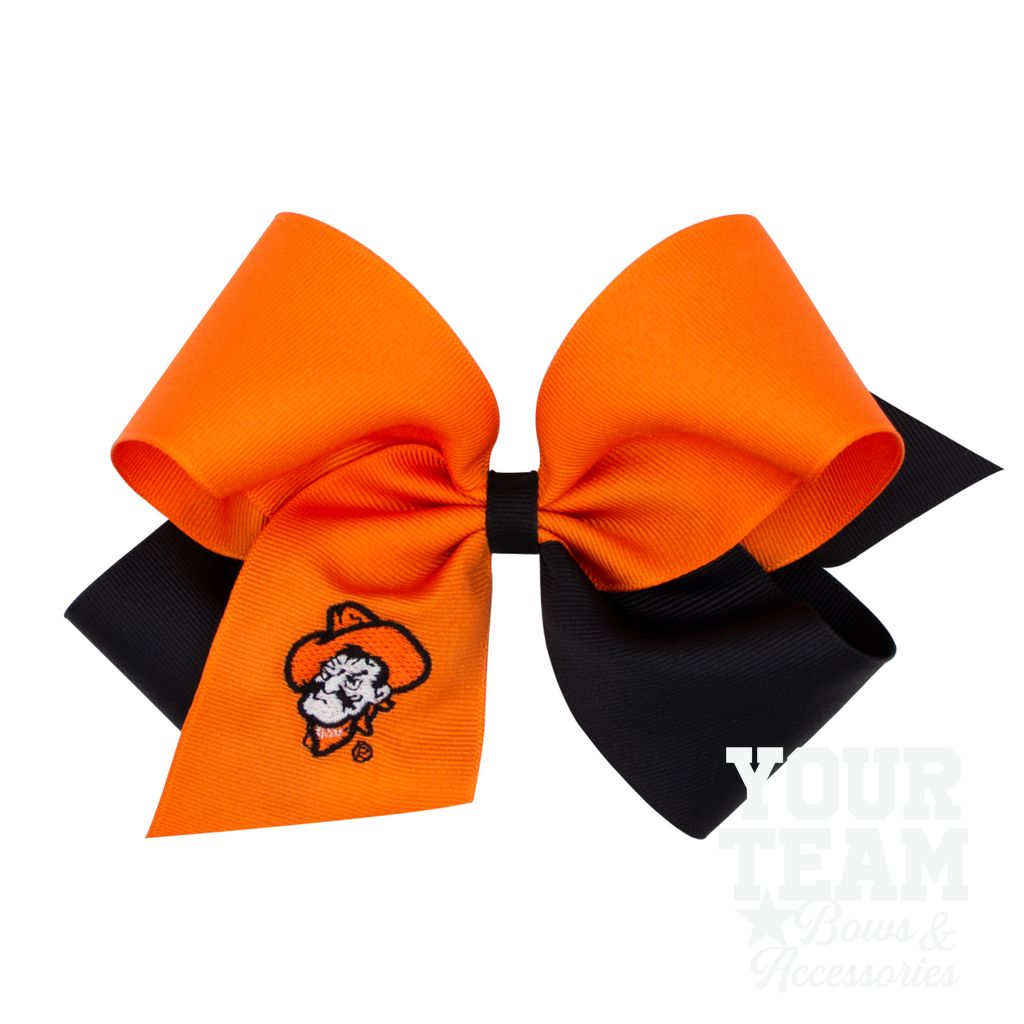 King Oklahoma State Two-Tone Embroidered Hair Bow - OKLAHOMA STATE