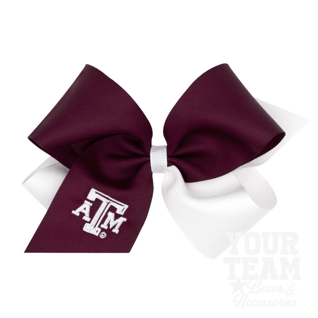King Texas A&M Two-Tone Embroidered Hair Bow - TEXAS A&M